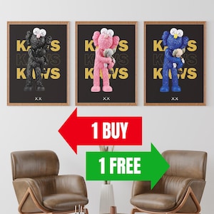 KAWS Poster Print, Set of 3, Hypebeast Room Decor, Kaws Figure Poster, Kaws Poster Print, Kaws Wall Art, Graffiti Kaws, Digital Download