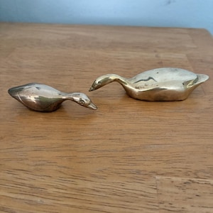 Vintage mid century brass ducks