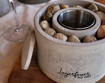 Lagerfeuer to go • moderne handgemachtes Tischfeuer aus Beton • Personalisierbar • Outdoor • Geschenke • Camping • Hochzeit • Geburtstag