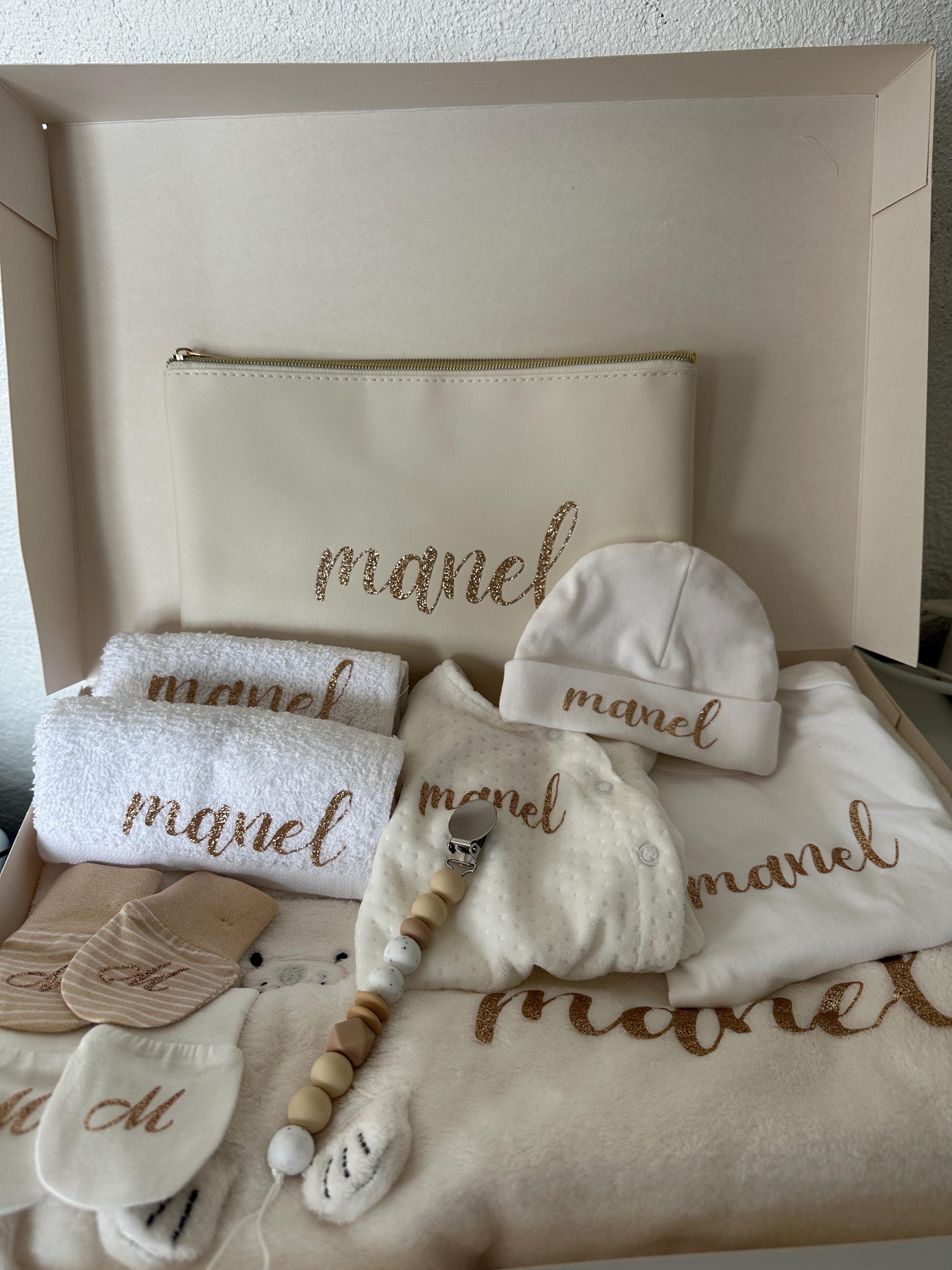 Pyjama Bébé Personnalisé Brodé - Nouveau-né, Cadeau Baptême, Blanc, 100% Coton