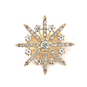 Gold Star Rhinestone Brooch: Elegant Sparkling Pin (5cm x 5cm)