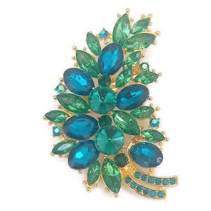 Large Green Brooch Pin | Crystal Brooch | Statement Jewellery | Elegant Pin | Gift for Her