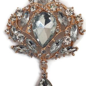 Large Gold Drop Crystal Brooch Pin - Rhinestone - Crystal Pin - Elegant Brooch - Jewelry Gift for Her