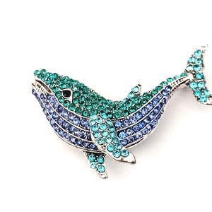 Whale Blue Brooch | Ocean Inspired Pin | Marine Animal Jewelry | Nautical Accessory | Gift for Her | Sea Lover Gift