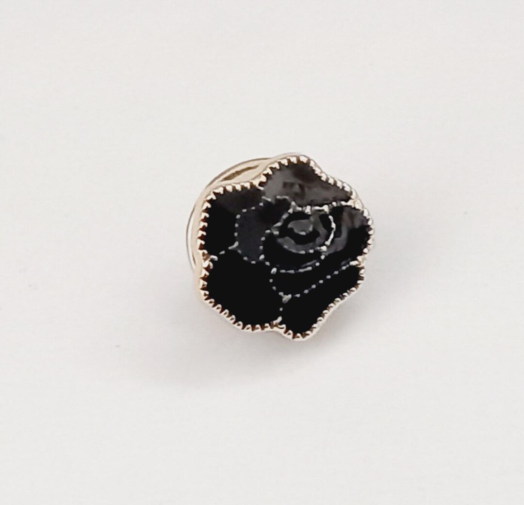 Black Rose Modesty Brooch Pin, Lapel Pin, Gift for Her, Vintage Style ...