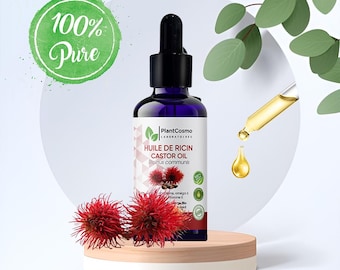 Castor Oil 100% Pure Cold-Pressed – PlantCosmo Laboratories – Organic & Natural – Hair and Lash Care, Skin Moisturizer – 50ml/1.75FL.oz