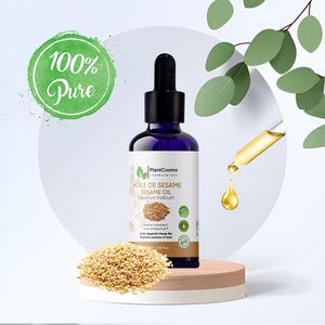 Sesame Oil 100% Pure Cold-Pressed – PlantCosmo Laboratories – Organic and Natural – Hair and Skin Moisturizer, Massage Oil – 50ml/1.75FL.oz