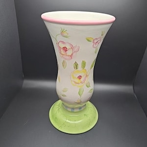 Vintage 10&quot; FTD Floral Vase Designed and Hand-Painted by Tracy Porter.