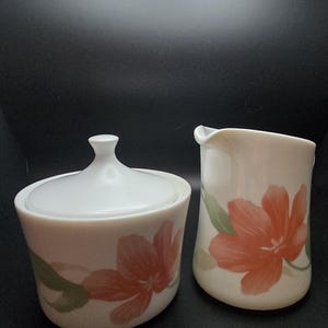 Corelle Corning Pacifica Sugar Bowl Creamer Set White Floral