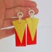 Red and Yellow Plastic Red Dangle Earrings, Pierced