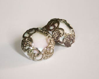 Large Vintage Button Clip Earrings