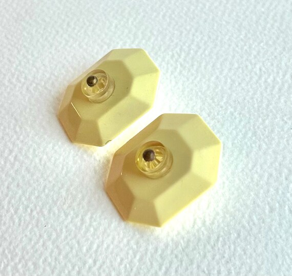 Large Beige Octagonal Earrings - image 3