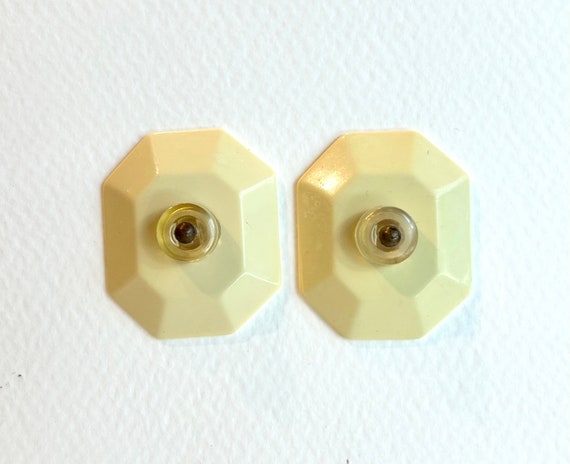 Large Beige Octagonal Earrings - image 2