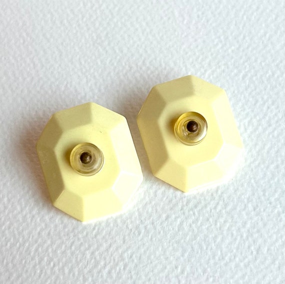 Large Beige Octagonal Earrings - image 4