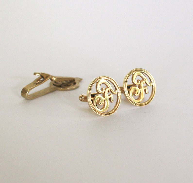 Vintage Initial F Cuff Link Set