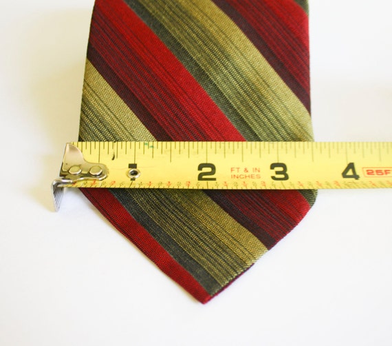 Vintage Red and Olive Striped Tie - image 4