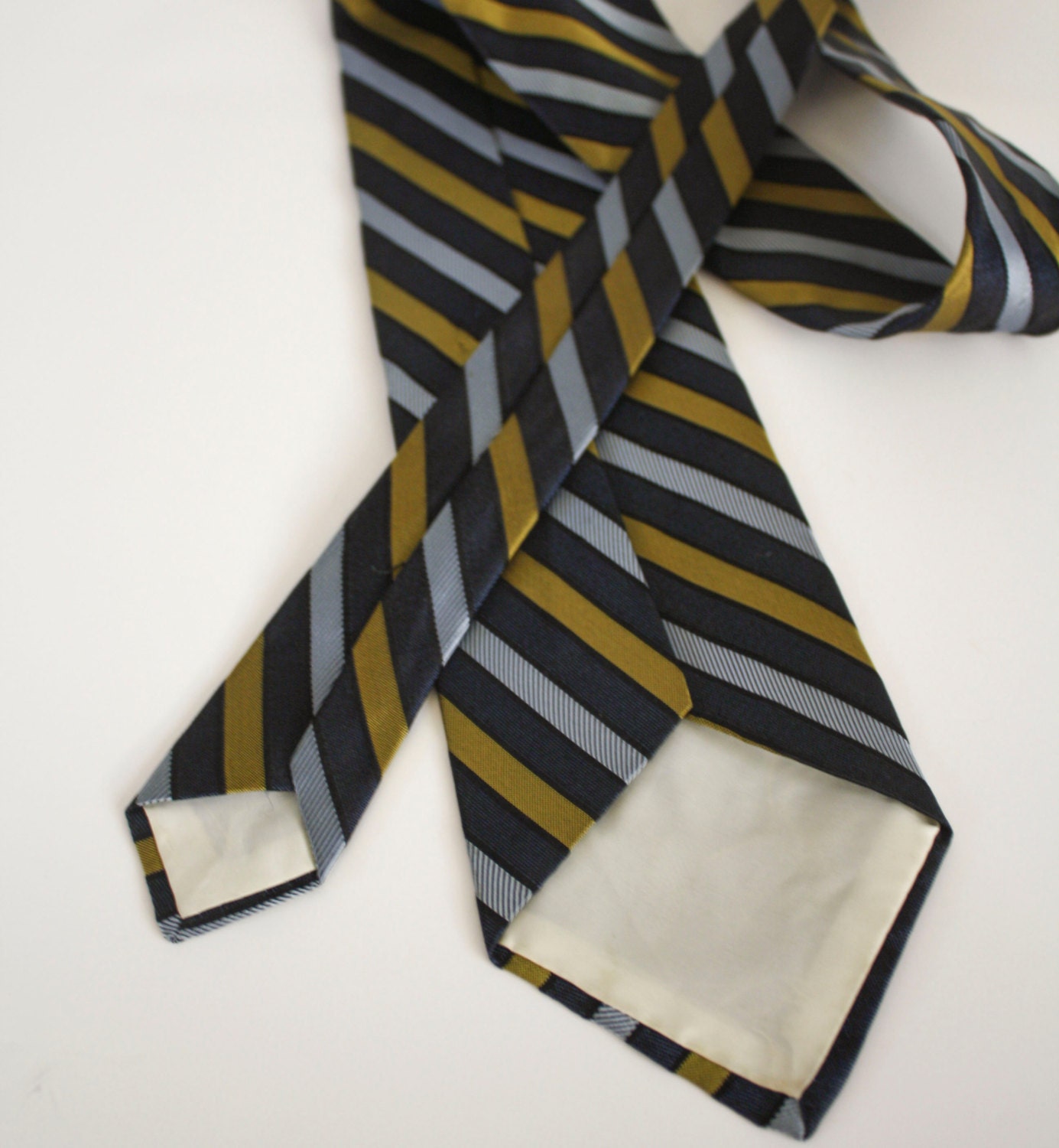 Vintage Olive Navy and Baby Blue Silk Striped Tie - Etsy