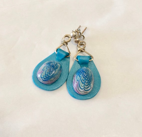 Turquoise and Lavender Fimo Earrings - image 8