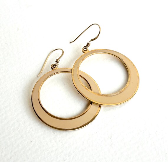 Beige and Gold Hoops - image 1