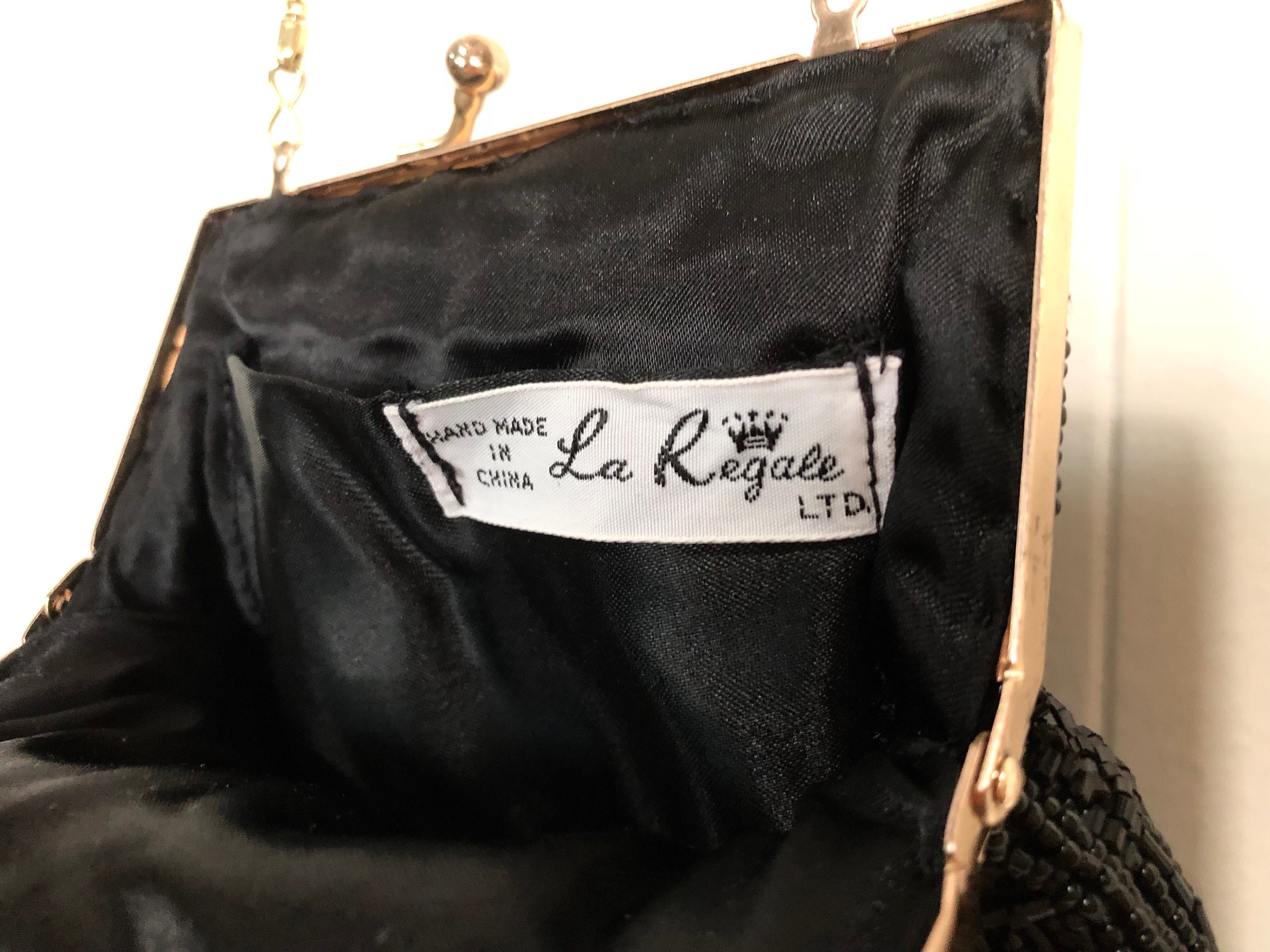 Vintage La Regale Beaded Purse Evening Bag Black Gold Silver -  Denmark