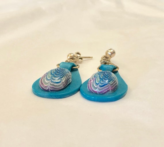 Turquoise and Lavender Fimo Earrings - image 6