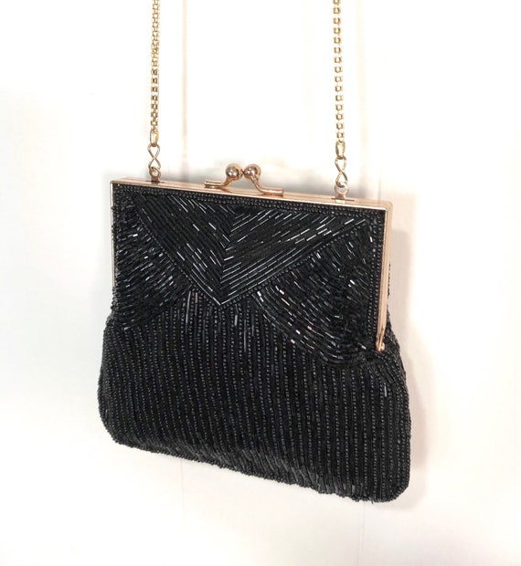 Beaded Hand Bag Black La Regale Evening Purse Vintage Black -  Norway