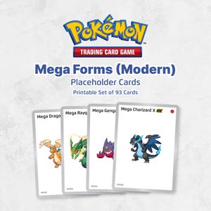 Gen1Collector Pokémon Platzhalter Karten Mega Forms (Modern) Sammelmappe, druckbare PDF