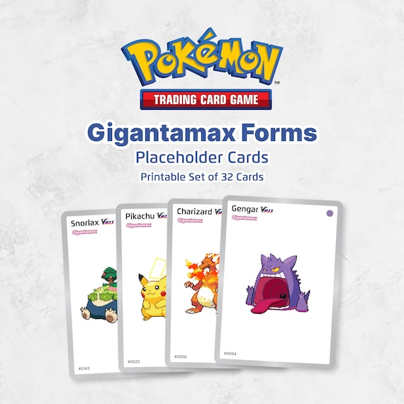 Gen1collector Pokémon Placeholder Cards Gigantamax Forms Binder