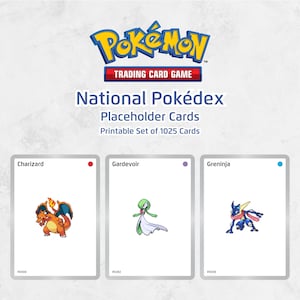 Carte segnaposto del Pokédex Nazionale Pokémon stampabili / 1025 carte / Download digitale / Segnaposto per la collezione di raccoglitori
