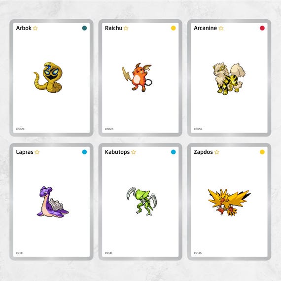 Printable Pokémon Generation 1 Shiny Placeholder Cards | Full 151