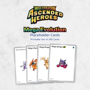 Druckbares Pokémon Mega Entwicklung - Aufgestiegene Helden Platzhalterkarten | 295 Kartenset (Digitaler Download)