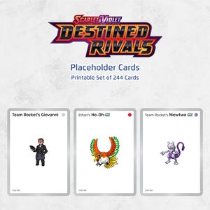 Espace réservé imprimables pour Pokémon Destinés Rivals | Jeu complet de 244 | Téléchargement numérique | Espaces réservés pour la collection de classeurs