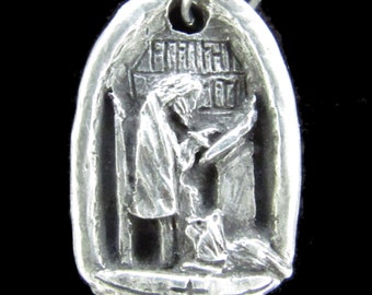 Handmade St. Jerome Medal, Patron of Book Lovers, Librarians, Translators, Bookstore Owners