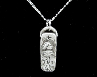 St. Joan of Arc: Courage and Strength in a Hard Time, "I Am Not Afraid," Handmade Medal on Chain