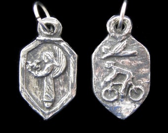Guardian Angel of Bicyclists, Handmade Pendant/Medallion