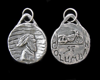 St Columban, Patron / Protector of Motorcyclists, Handmade Medallion