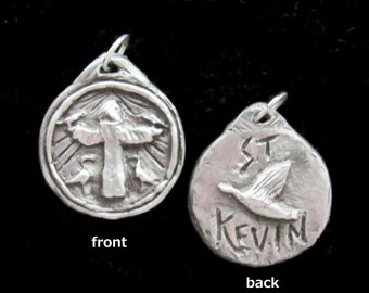 Saint Kevin (Cóemgein): Patron of Birds, Bird-lovers, Ornithologists, Handmade Medal