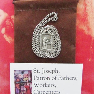 St. Joseph, Patron of Fathers, Workers, Carpenters, Handmade Medal on Chain image 6