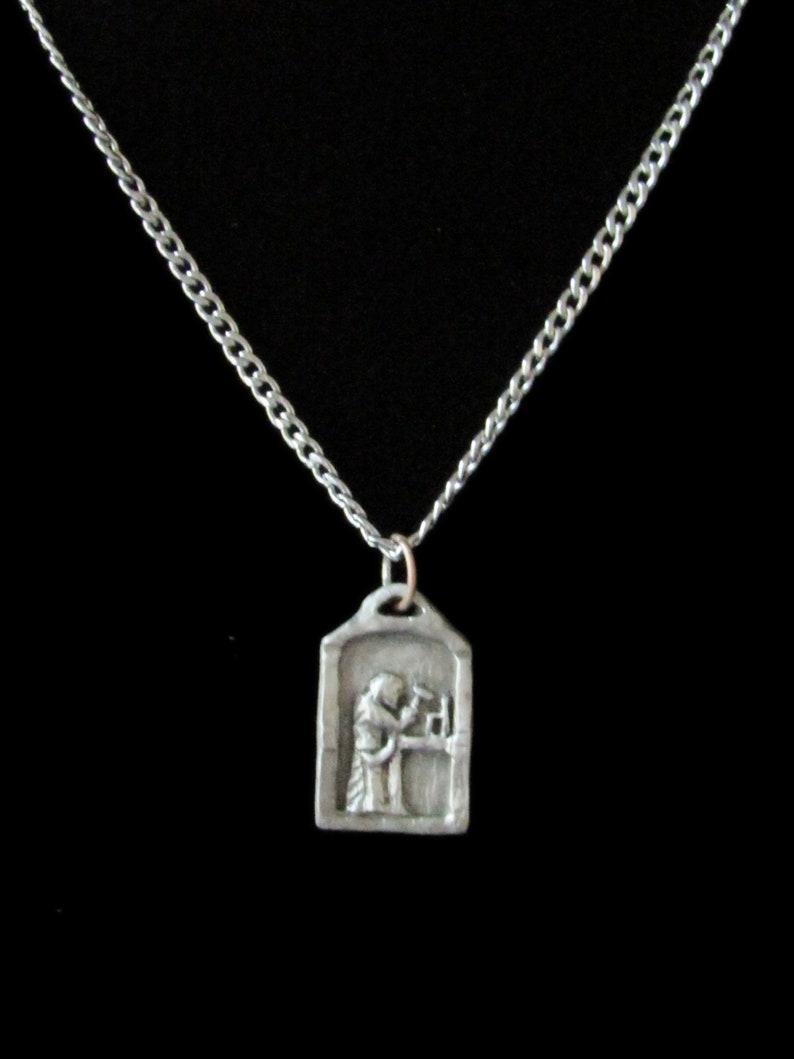 St. Joseph, Patron of Fathers, Workers, Carpenters, Handmade Medal on Chain image 5
