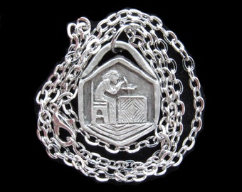 St. Eligius: Patron of Jewelers / Metalworkers; Handmade Pendant on Chain