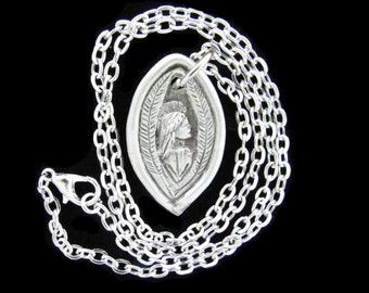 Hand-Carved Medal of St. Philomena: Patron of Teenagers, and Their Mothers; and Miracle-Worker
