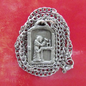 St. Joseph, Patron of Fathers, Workers, Carpenters, Handmade Medal on Chain image 1