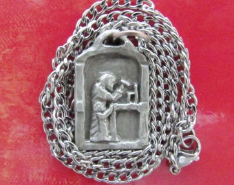 St. Joseph, Patron of Fathers, Workers, Carpenters, Handmade Medal on Chain
