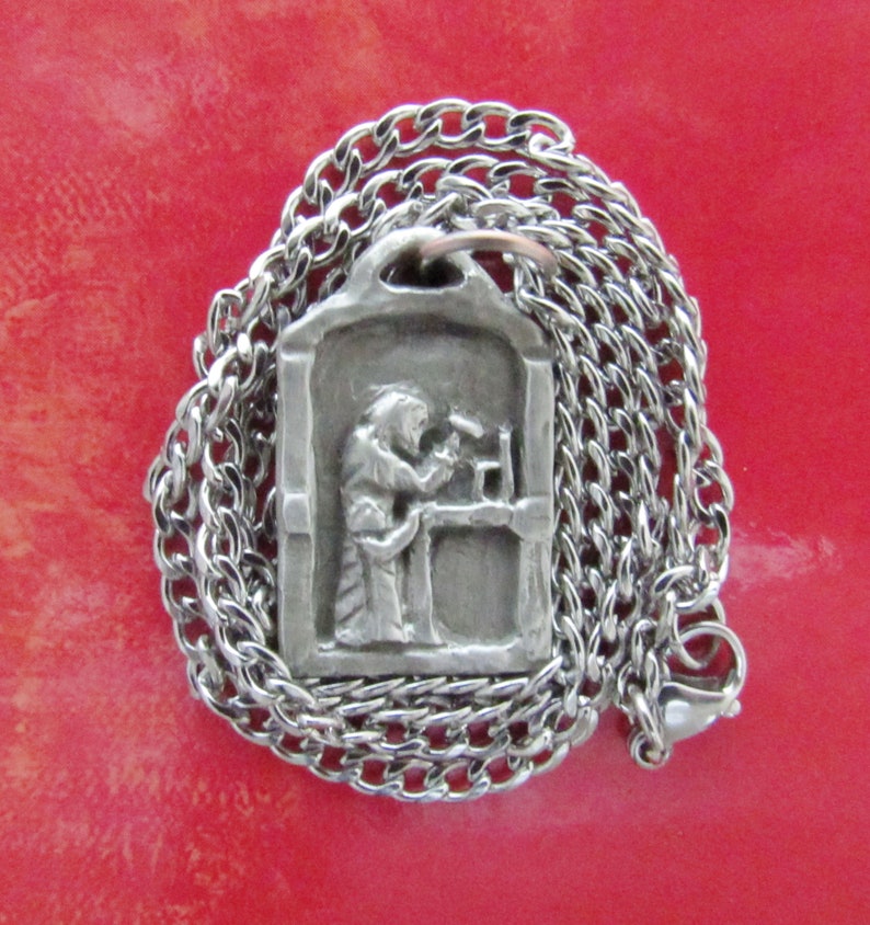 St. Joseph, Patron of Fathers, Workers, Carpenters, Handmade Medal on Chain image 1