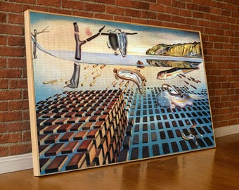 Surreal Melting Clocks Canvas, Salvador Dali Wall Art, Abstract Time Landscape, Modern Surrealism Canvas, Unique Home Decoration