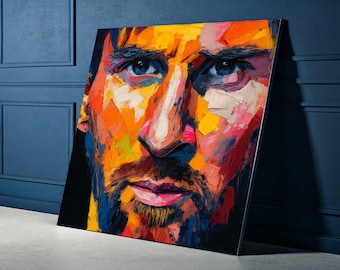 Bold Abstract Man Portrait Canvas, Colorful Face Close-Up Wall Art, Modern Expressionist Painting, Vibrant Home Décor Canvas