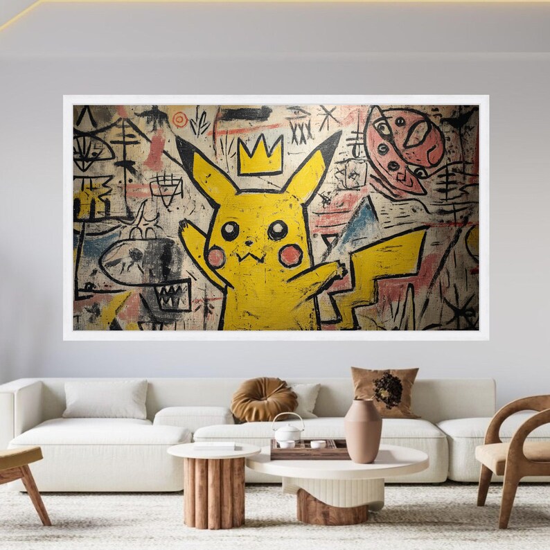 Abstract Pikachu Graffiti Canvas Wall Art, Urban Street Style, Pop ...