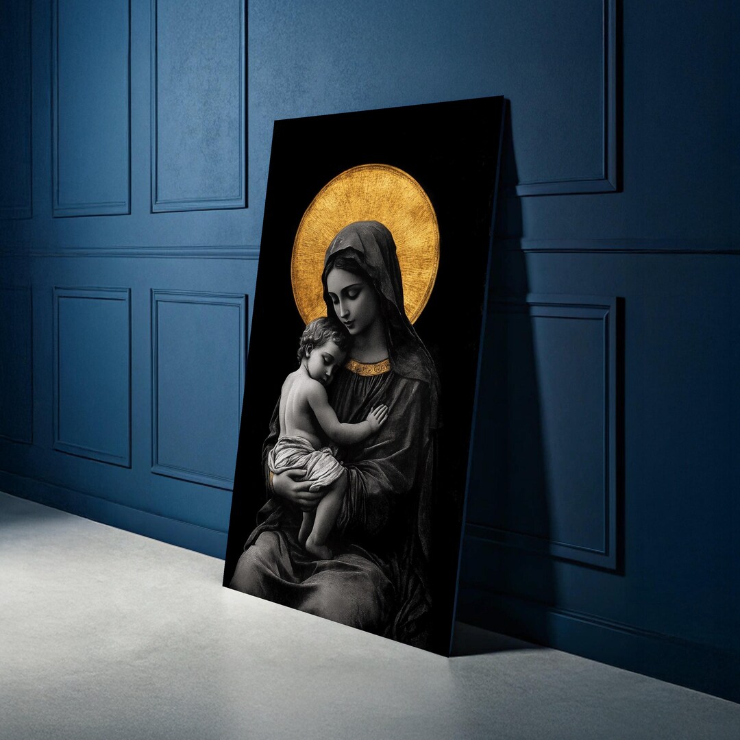 Madonna and Child Canvas Wall Art, Religious Icon Painting, Virgin Mary ...