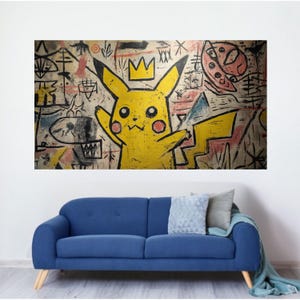 Abstract Pikachu Graffiti Canvas Wall Art, Urban Street Style, Pop ...