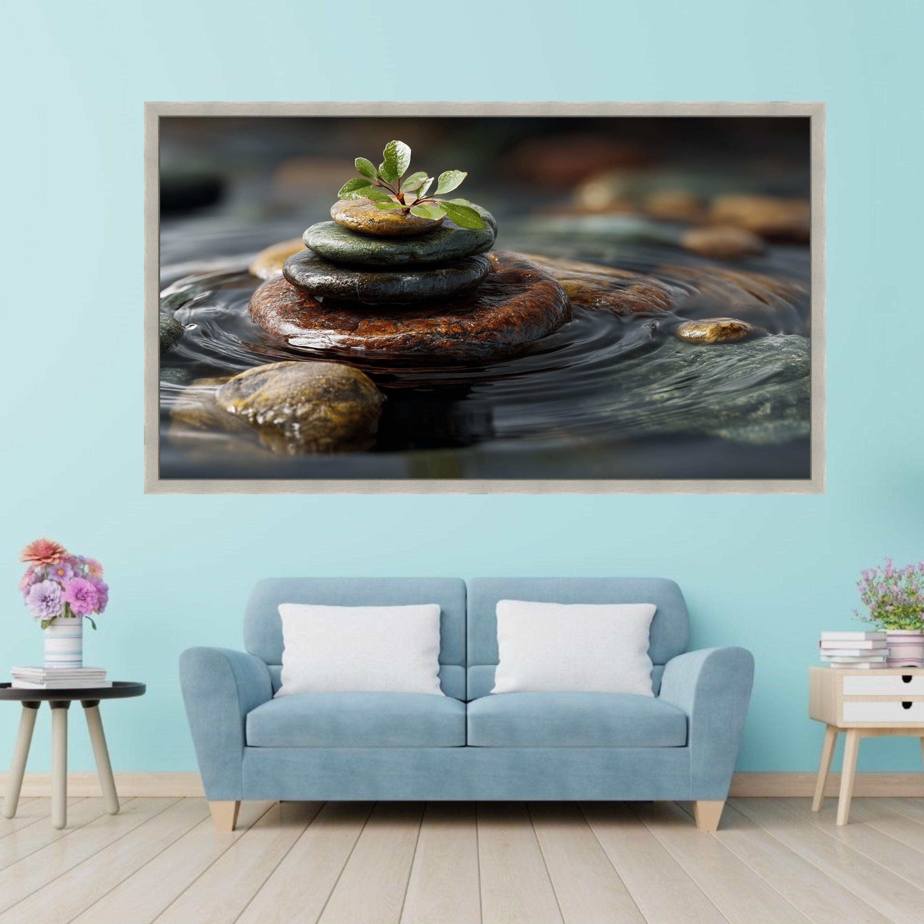 Zen Stone Stack Canvas, Tranquil Nature Wall Art, Balanced Pebbles With ...